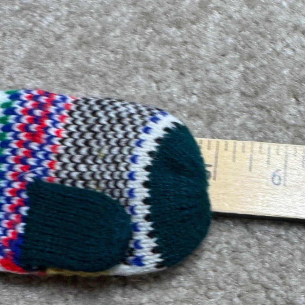 Unbranded Knit Bird Mittens Kids Small Green White Fair Isle Winter Accessory